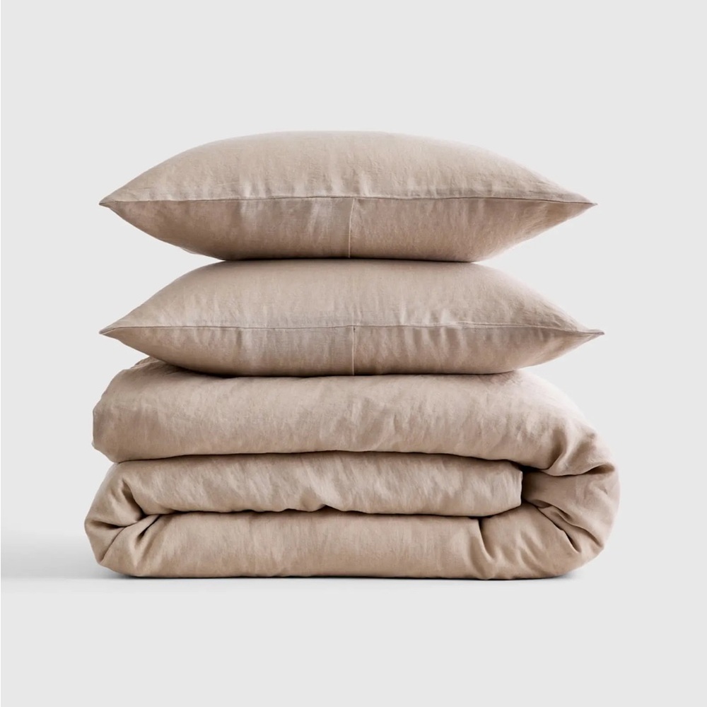 QUINCE European Linen Duvet Cover King Cal King Set Toffee